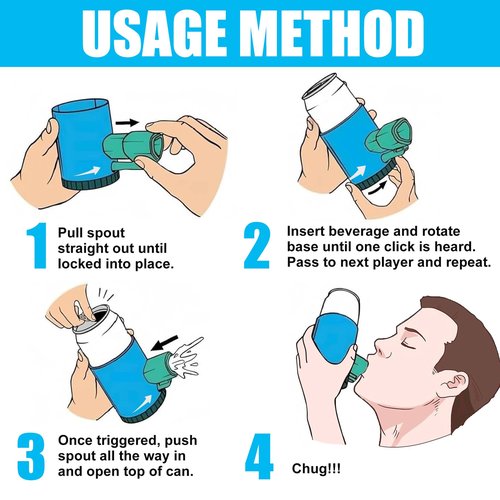tngtswwcv New Shotgun Roulette Drinking Game with Surprise Spray Action Wild Drinking Game Beer Spray Can Holder, Party Game, Blue and Green
