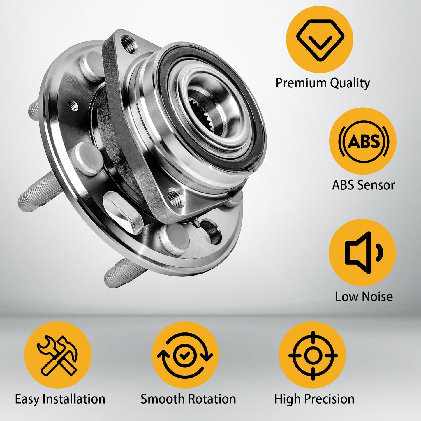 Front Wheel Bearing Hub Assembly 513288 for 2010 2011 2012 2013 2014 2015 2016 2017 Chevy Chevrolet Equinox 2014-2017 Chevy Impala 2013-2015 Chevy Malibu 2010-2017 GMC TERRAIN 5 Lugs w/ABS(2 PCS)