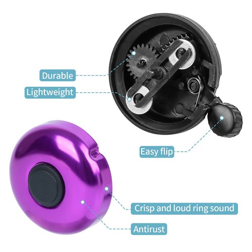 Xthuge Classic Bike Bell, Aluminum Bicycle Bell, Loud Crisp Clear Sound Bicycle Bike Bell for Adults Kids(Purple-Right Hand Use2 Pack)