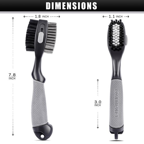 CHAMPKEY Premium Polyurethane Golf Club Brush - Retractable Groove Cleaner Golf Brush - Oversized Brush Head Golf Club Cleaer (Gray)