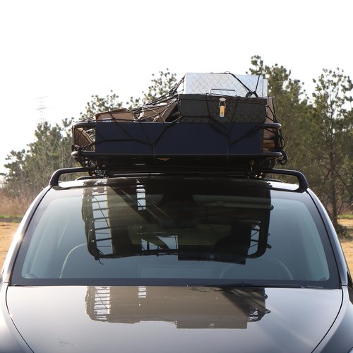 FORWODE 43" x 50" x 6" Roof Rack Carrier Basket, Rooftop Cargo Carrier Basket with 250 lbs Capacity, Rust-Proof Steel Heavy Duty Top Luggage Basket for Car, SUV or Truck