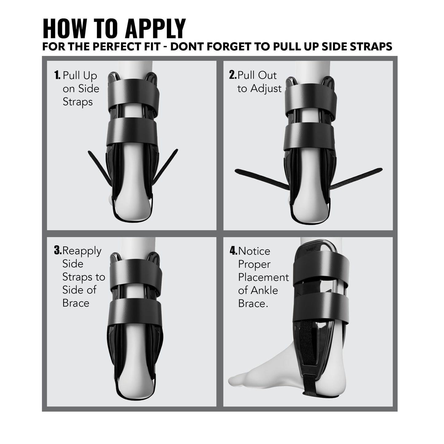 Braceapedia AnklePro Air Cushion Stirrup Ankle Stabilizer Brace - Removable Cold Therapy 3-Strap Rigid Stirrup Ankle Splint w/Gel Pad for Women & Men - Lateral Support for Stability, White, Regular