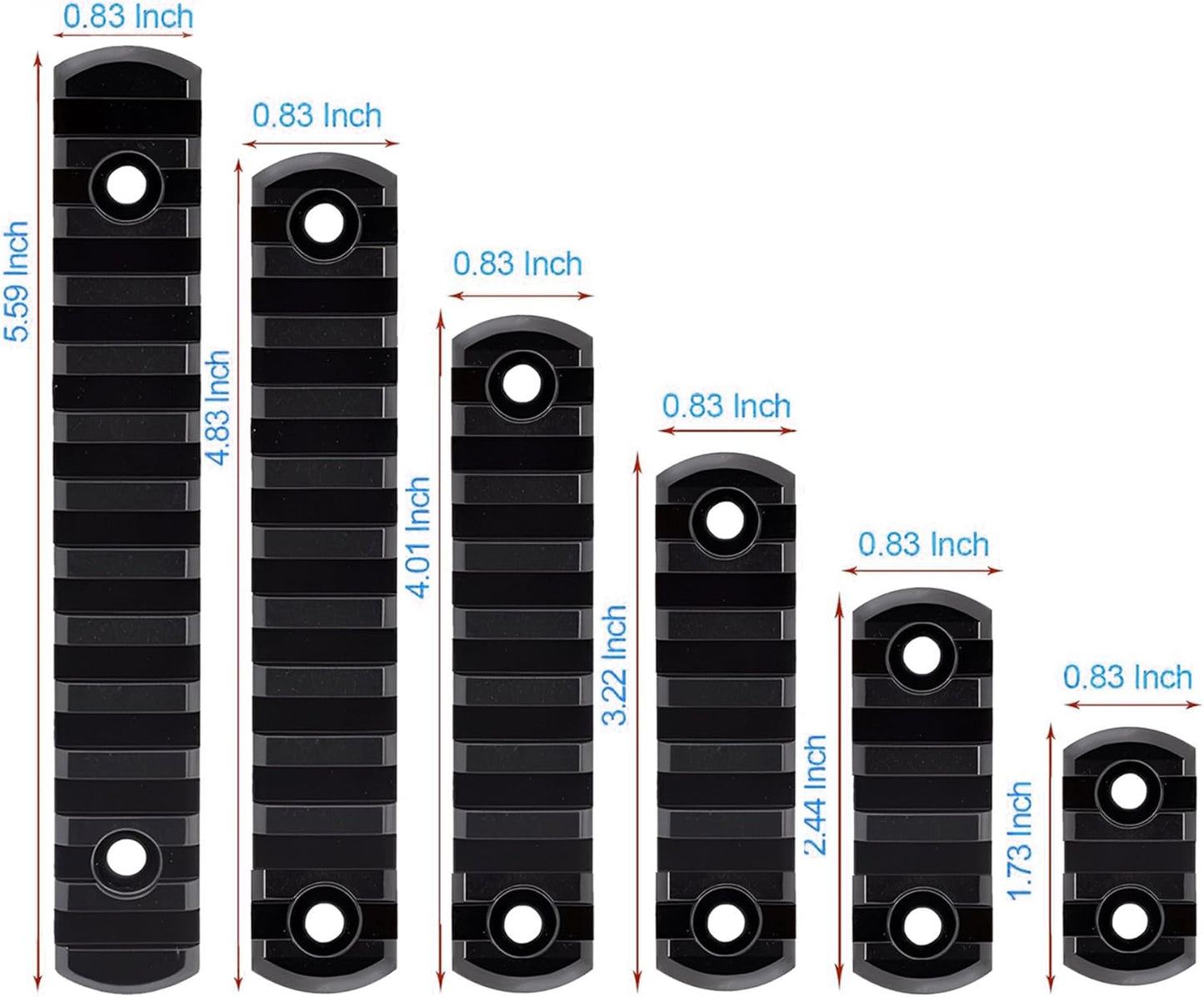 12PACK Aluminum Single Picatinny Rail Mount Accessories Set fit Rifle Mloc 3 5 7 9 11 13 Slots with T-Nuts Screws Allen Wrenches Aircraft Aluminum Alloy
