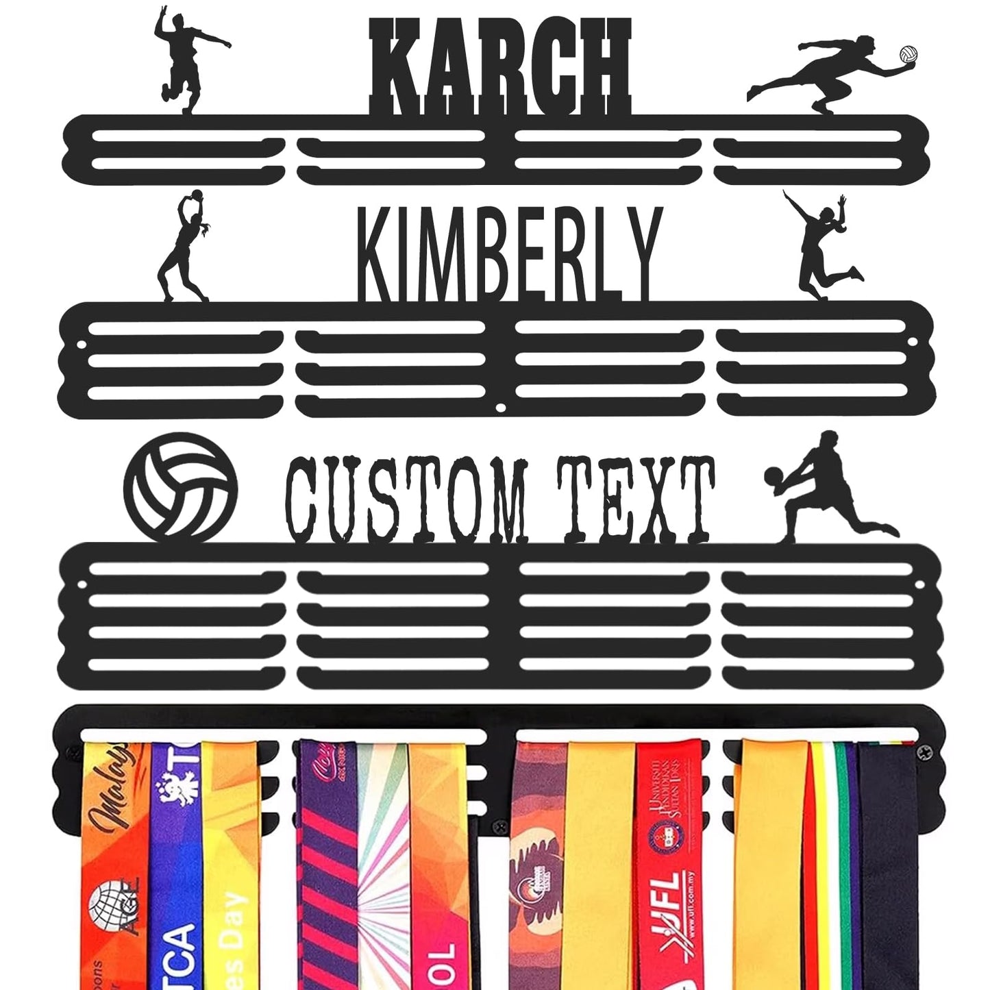 Custom Medal Hanger Display Rack - Personalized Metal Sports Awards Organizer with Name for Wall 60+ Race Plaques Display for Athlete Kids Gymnastic,Run,Soccer,Baseball,Football,Hockey,Basketball