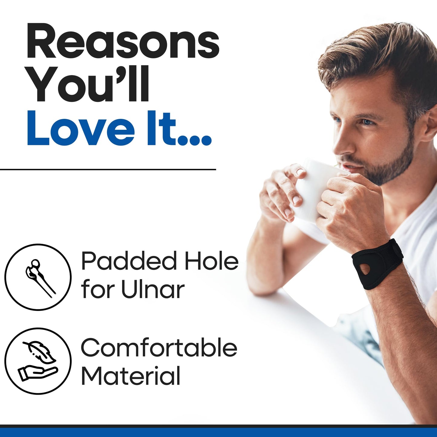 Wrist Wrap Compression Wrist Brace For TFCC Tears | Carpal Tunnel Pain & Tendonitis Relief | Padded Hole For Ulnar | Wrist Support For Working Out | Wrist Wraps for Men Women | Fits Both Wrists