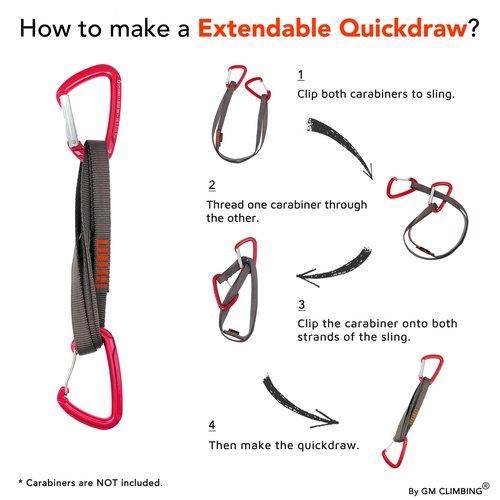 GM CLIMBING Pack of 3 16mm Nylon Sling Runner 60cm / 24inch (Fluorescent Orange)