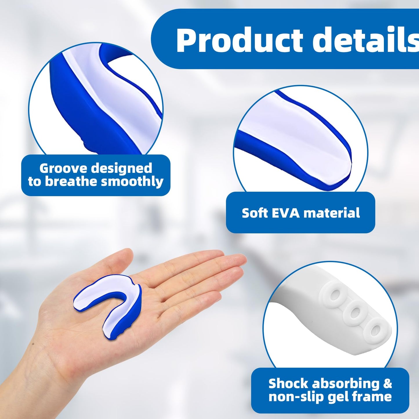 2 Pack Sports Mouth Guard for Kids and Youth - Mouth Protection Athletic Mouthguard with Case (BPA Free) for Boxing Football Hockey Karate Rugby for Boys Girls Sports Supplies (Blue&Black)