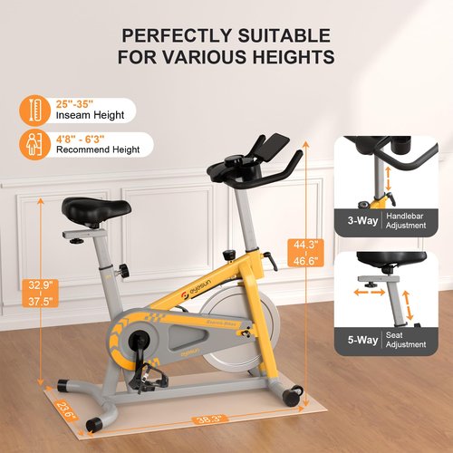 Exercise Bikes for Home,Indoor Cycling Bike with Adjustable Magnetic,Brake Pad Resistance Silent Belt Drive,330lbs Weight Capacity &Upgraded Version Seat for Home Cardio&Weight Loss(Classical Exercise Bikes Plus)