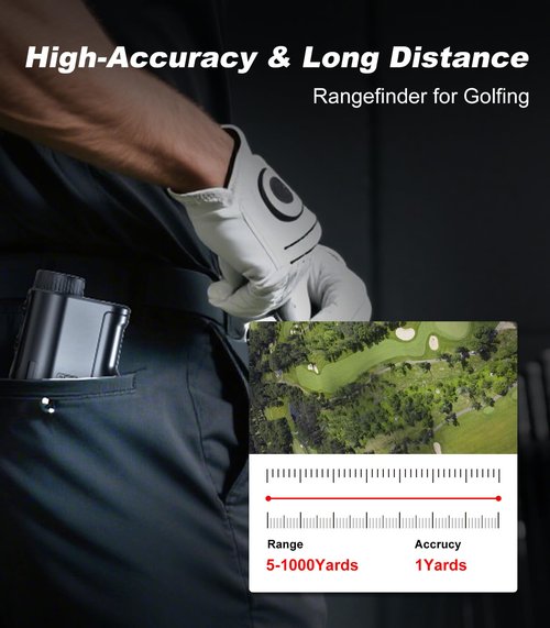 Golf Rangefinder with Slope, 1000 Yards Range Finder Golf, 6X Magnification, Flag Locking Vibration, Recharable Laser Range Finder