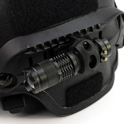 DKJEkdje Helmet Flashlight Holder Mount, Quick Release Tactical Airsoft Flashlight Clamp Mounting Bracket for Fast Helmet ARC Rail Fast ACH MICH Bump Helmet