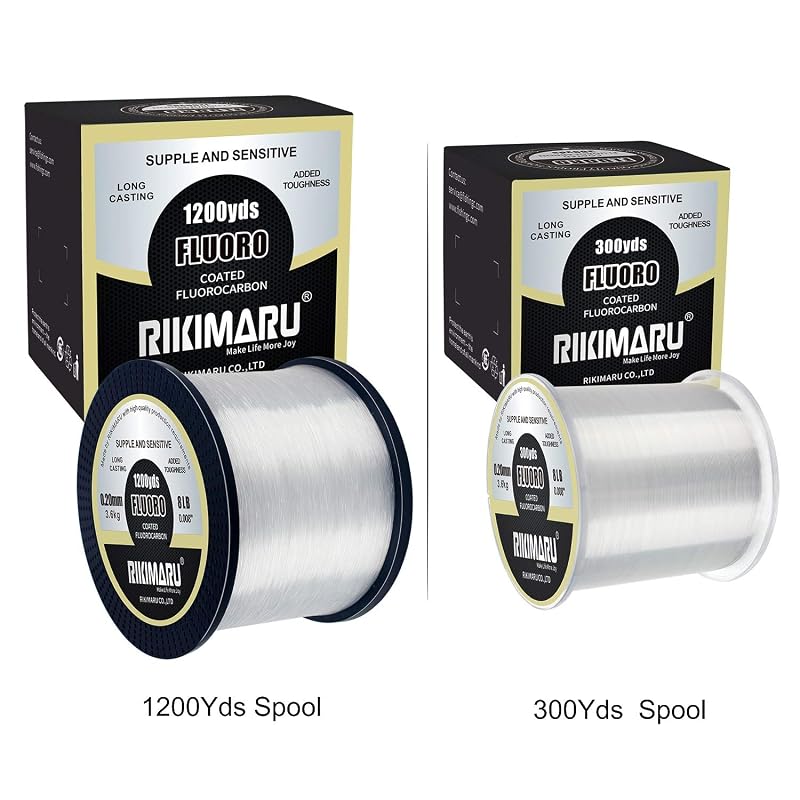 RIKIMARU Fluorocarbon Fishing Line - 12 lb, 0.32 mm, 300 yds, Clear