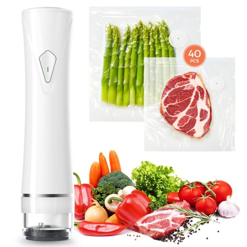 Kayiant Vacuum Sealer Set (Vacuum Sealer Machine + 40 Bags) Powerful Handheld Vacuum Sealer with Visual Water Tank, Waterproof Compact Protable 10X Preservation & Fresh