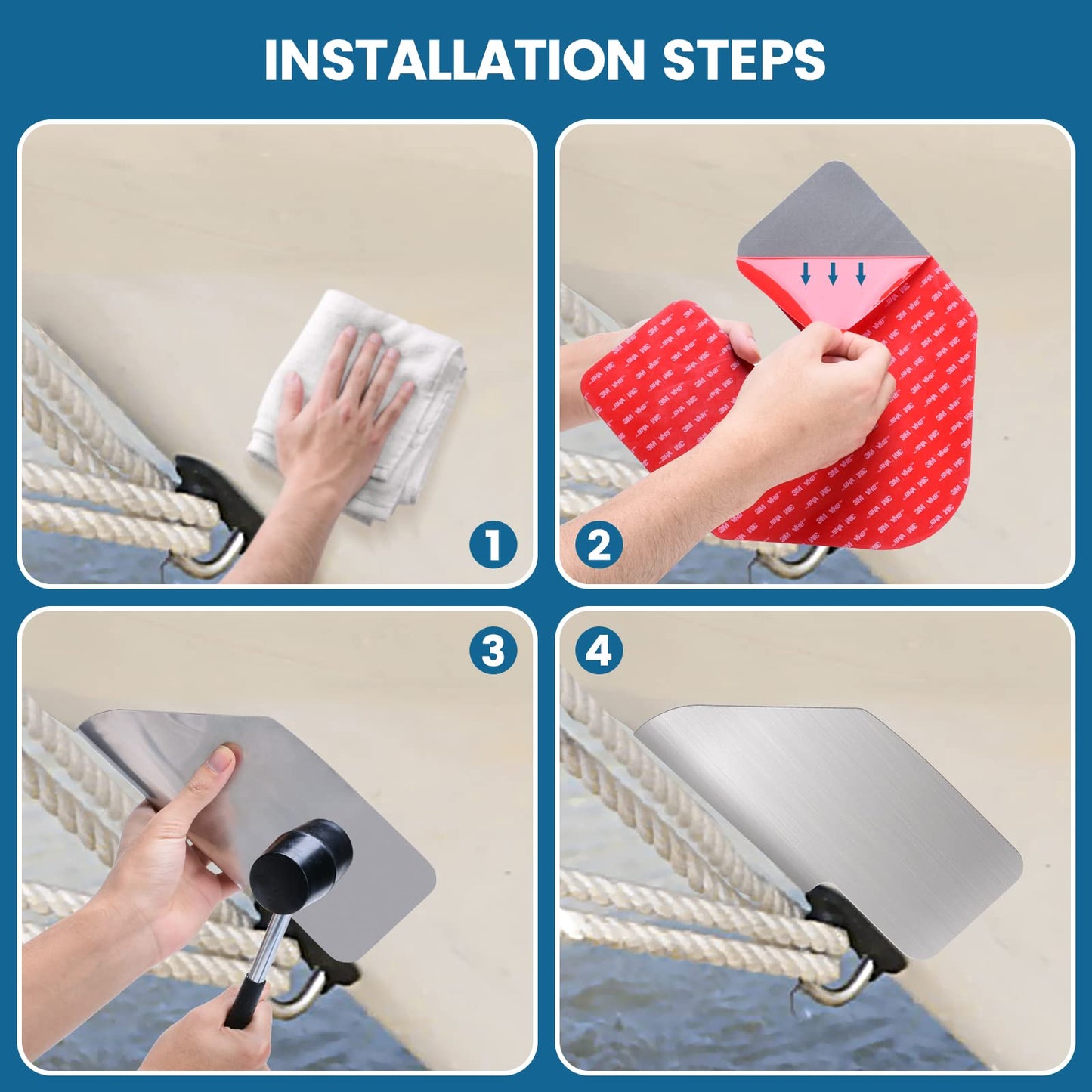 Haoguo Boat Keel Guard, Boat Bow Protector with 3M VHB Adhesive, 9.9''*9.9'', 316 Stainless Steel, Professional Shape Design, Essential for Ships or Yachts