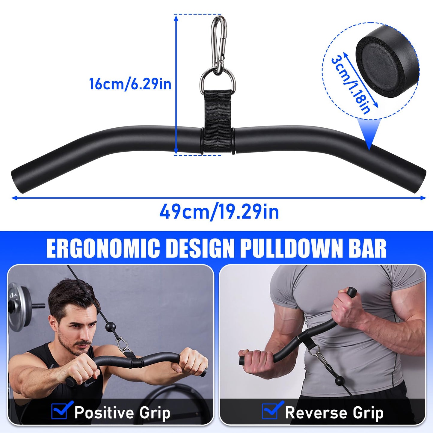 TOBWOLF Lat Pulldown Bar, Multi-Function Cable Machine Handle for Home Gym