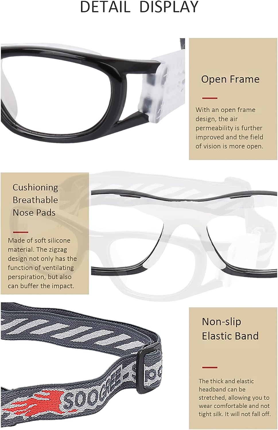''N/A'' Kids Sports Glasses Basketball Football Safe Training Goggles Anti Fog 7-12