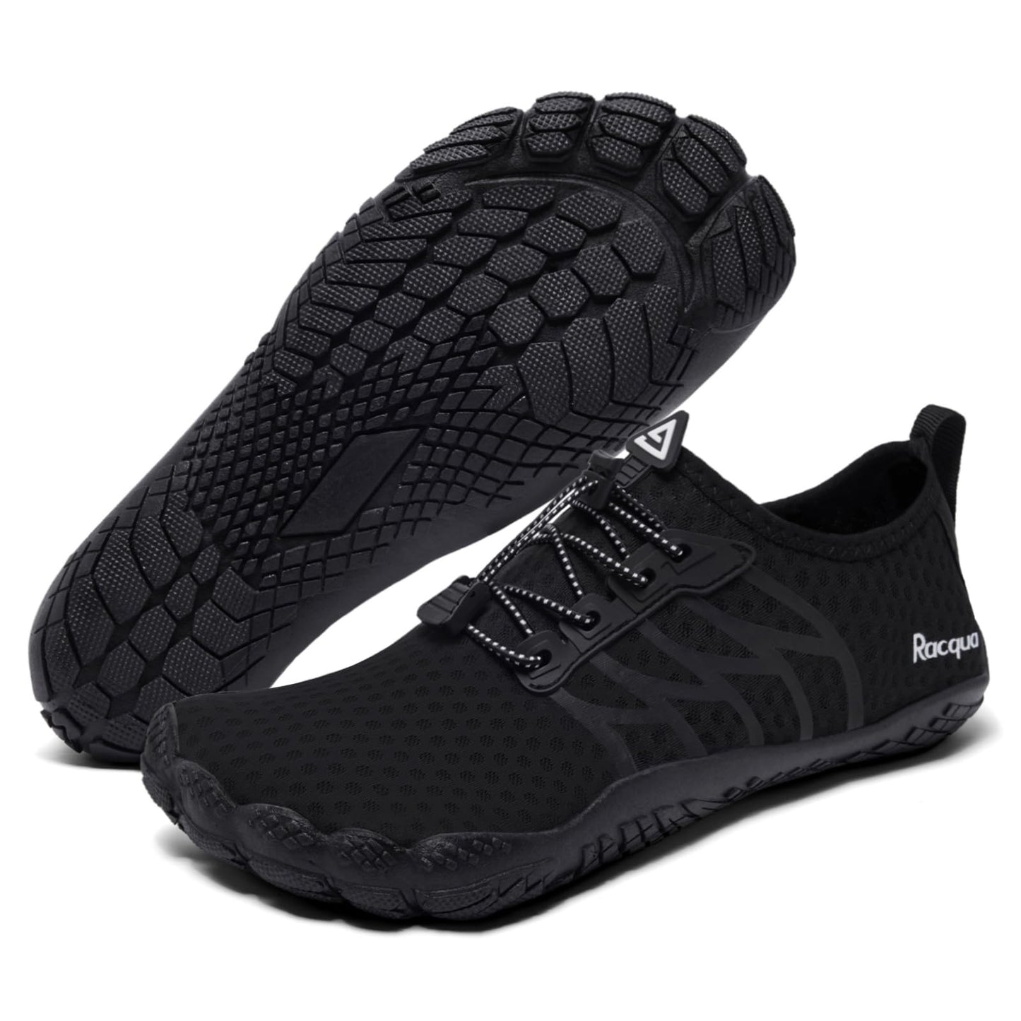 Racqua Water Shoes Lightweight Quick-Dry Swim Shoes Breathable Beach Shoes Barefoot Aqua Outdoor for Men Women Black 11 Women/10 Men