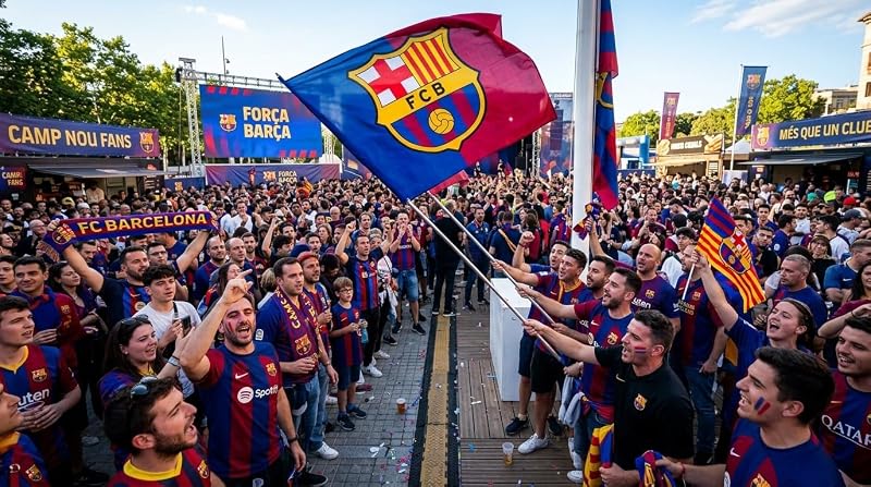 Barcelona Flag Banner 3x5 ft - Durable Polyester Indoor Outdoor with 2 Grommets