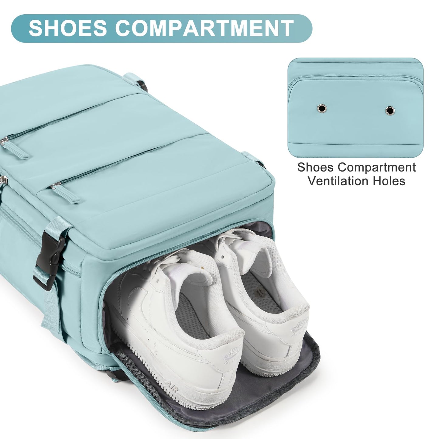 coofay Travel Backpack Carry On Flight Approved Personal Item Travel Bag Carry On Backpack For Airplanes Personal Item Bag 18x14x8 Inches Backpack for Traveling on Airplane Blue