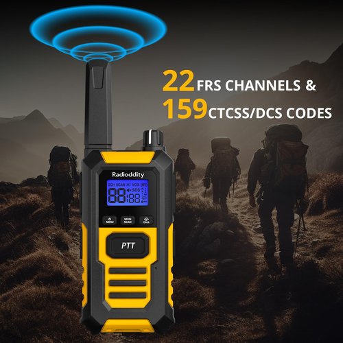 Radioddity HD-1 IP67 Heavy Duty Walkie Talkies, Waterproof Dustproof Shockproof Long Range Two Way Radio with One-Key Group Call, Vibrate Alert, SOS, Dual PTT, Base & USB-C Charing, 4 Packs