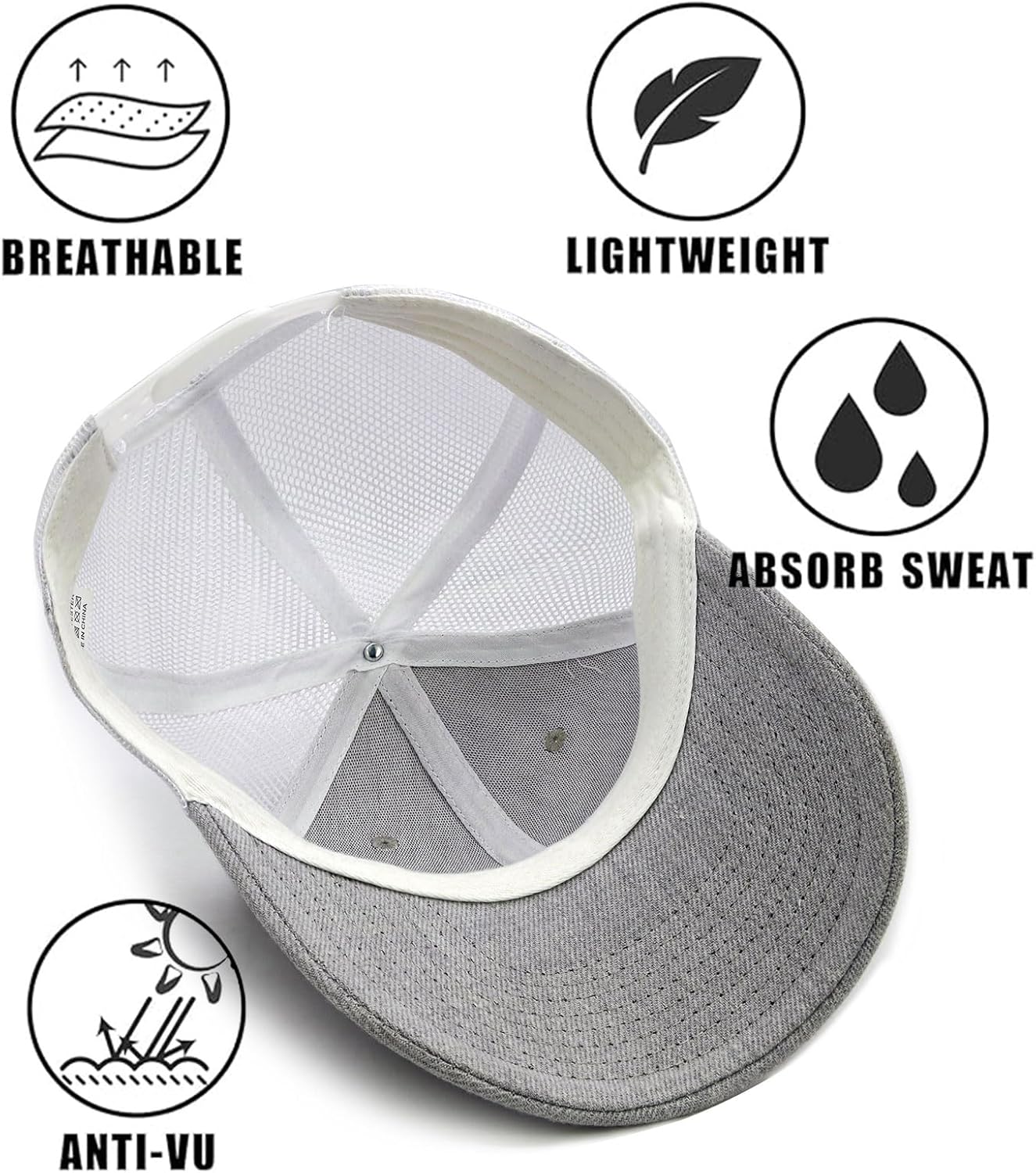 2-Pack Breathable Mesh Snapback Trucker Hats, Adjustable Baseball Caps for Men Women, Cotton-Poly Twill Outdoor
