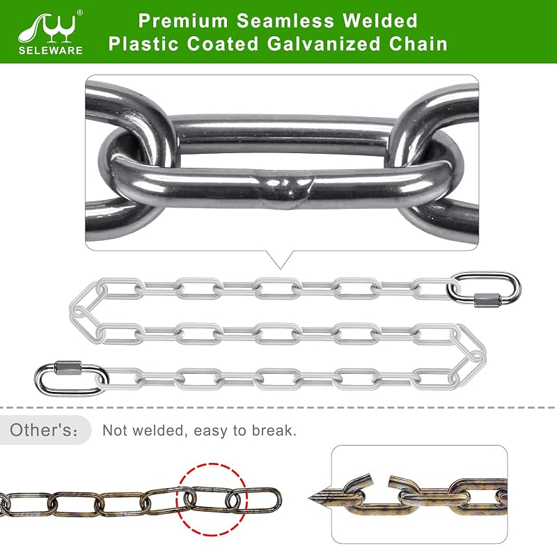 40-Inch Hanging Swing Chains (2-Pack) with White Plastic Coating