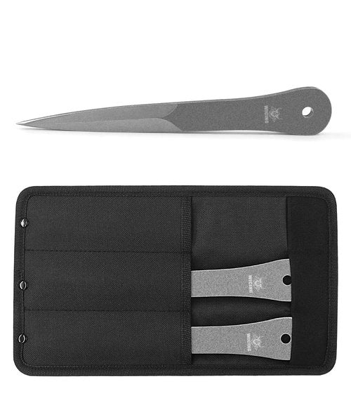 WICING 9.5 inches Throwing Spear, 0.275 inches Thick Full-Tang Throwing Set, with Nylon Sheath for Competition and Recreation - 6 Pack