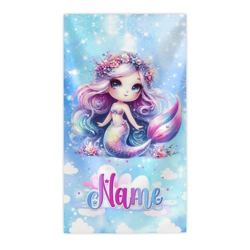COOPASIA Mermaid Towel for Girls, Personalized Kids Beach Towels with Name, Sandproof, Microfiber, Custom Beach Accessories for Pool Bath Vacation