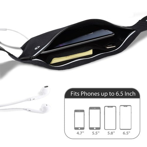 Fitter's Niche UltraSlim Fanny Waist Pack, Versatile for Men and Women, Bounce-less Sports Hiking Running Hip Bag, Extendable Belt, Infinite Black