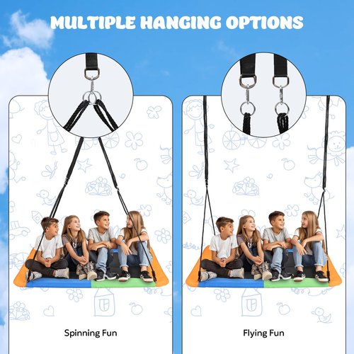 60 Inch Kids Platform Swing for Kids and Adults,800lb Large Outdoor Tree Swing with 2pcs Tree Hanging Straps