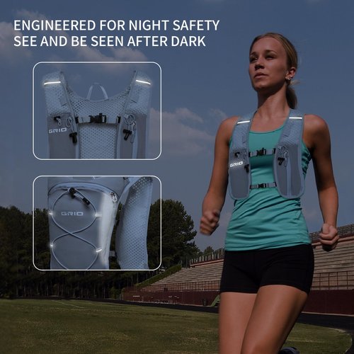 Running Hydration Vest, Lightweight Hydration Pack for Running Women Men, Water Vest with 1.5L Bladder, Adjustable Breathable Reflective for Runnning Trail, Marathons, Hiking, Cycling