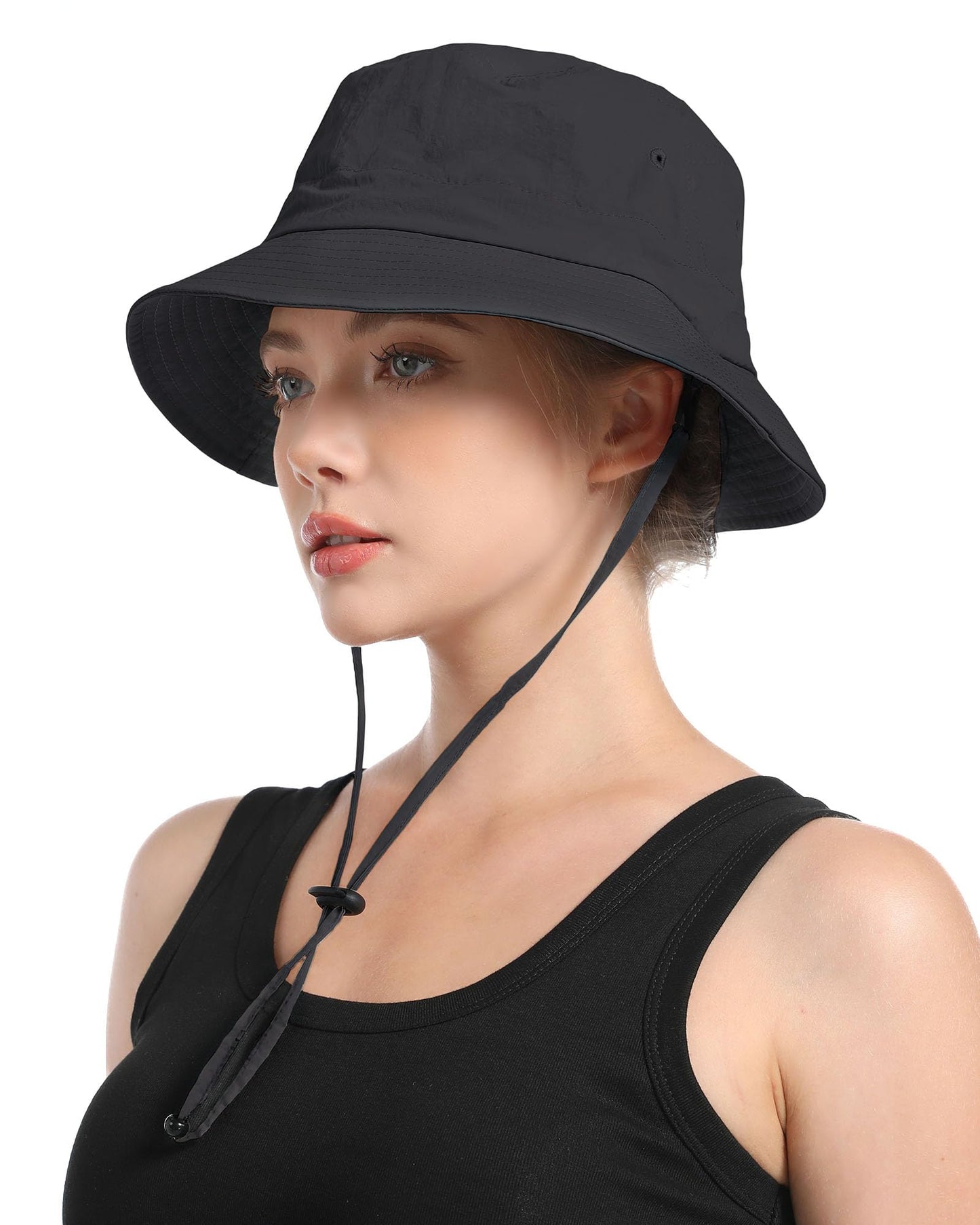 TILUYAMO Waterproof Bucket Hat Rain Hat for Women Men UV Protection Packable Sun Hat Fishing Hiking (Black)