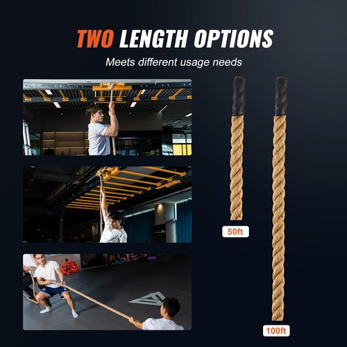 Happybuy Gym Climbing Rope, 1" Diameter 50 ft Length, Fitness Training Rope for Adults, Great for Gym, Climbing and Home Exercises
