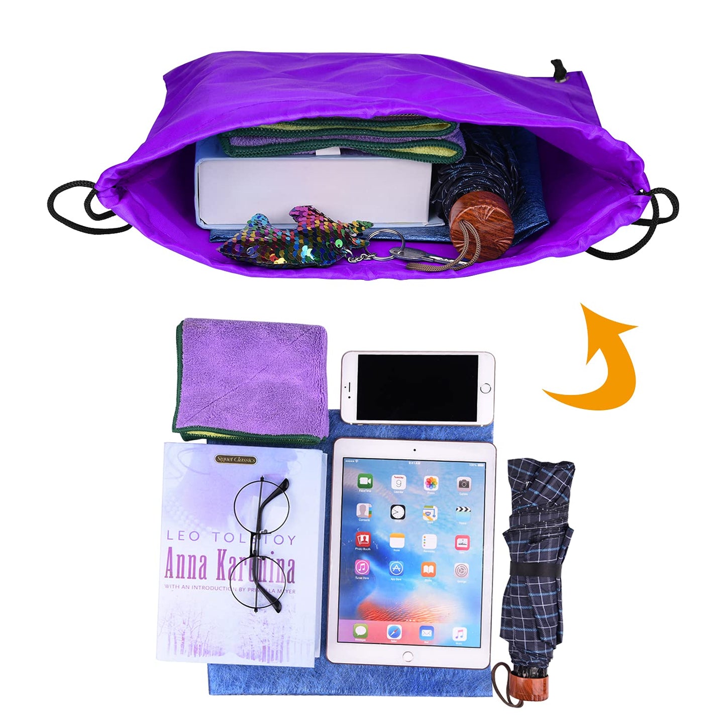 PLULON 25 Pcs Purple Drawstring Backpack Bags Bulk String Backpack Cinch Sack Pull Sport Gym Backpack Bags for Yoga Traveling Outdoor Sports