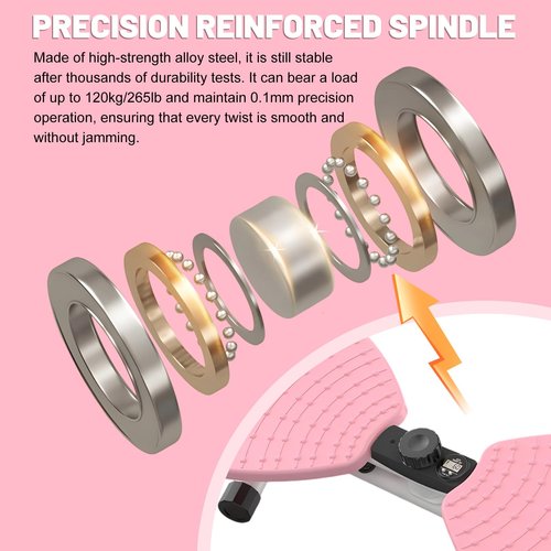 Waist Twisting Machine, Ab Twister Board for Exercise, Noiseless Exercise Waist Twister for Home Gym Equipment, 330 lbs Capacity | Track Time, Reps, Calories with Digital Display (Pink)