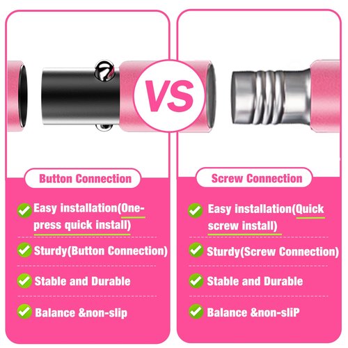 Bbtops Pilates Bar Kit with Resistance Bands(4 x Bands),3-Section Pilates Bar with Stackable Bands Workout Equipment for Legs,Hip,Waist and Arm (Pink30lbs,40lbs)
