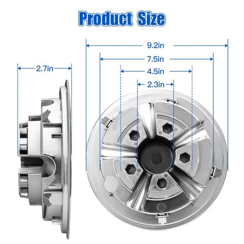 8 inch Golf Cart Hub Caps (Set of 4) - Rust-Proof SS Chrome Wheel Covers, Snap-On Design for Yamaha, EZ-GO, Club Car | Universal Fit & Weather-Resistant Accessories