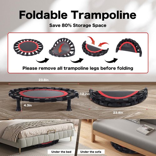 YOUGYM Basketball Training Trampoline - Indoor Quiet Practice Foldable Trampoline for Beginners/Pros, Noise-Reducing Durable Portable Design, Home Ball Training