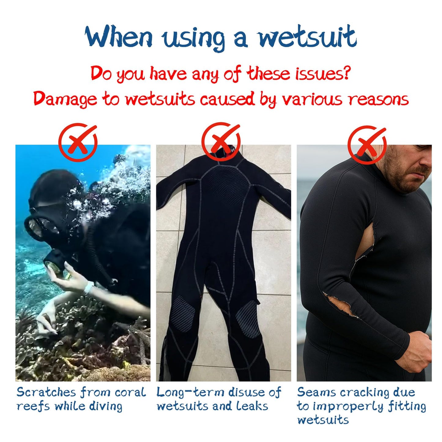 WAN2TLK Wetsuit Repair Kit, 100g Wetsuit Glue & Applicator, Quick Permanent Fix Wader Patch Kit for Wetsuits, Neoprene, Diving Suits, Waders