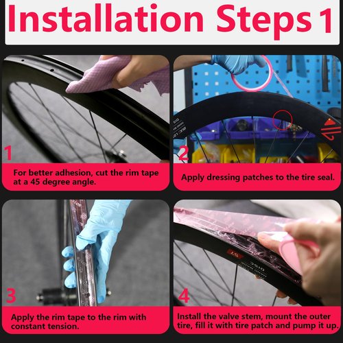 BUCKLOS Tubeless Rim Tape 17/19/21/23/25/28/30/32/35mm Width x 10m Length, Bike Wheel Rim Tape Suitable for Tubeless MTB/Road/Gravel Bikes Wheel Carbon Tubeless Kit -25mm