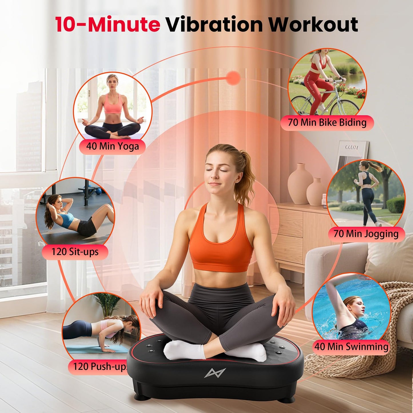 AXV Vibration Plate Fitness Platform Exercise Machine Vibrating Shaking Full Body Shaker Workout Vibrate Stand Shake Board Sport Gym for Weight Loss Fat Burner for Women Men
