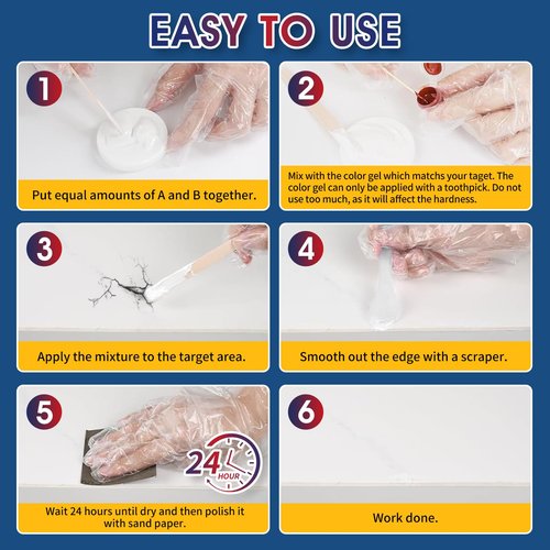 Marine Fiberglass Repair Kit for Boats, Quadence Gel Coat Repair kit for Boats, Fiberglass Repair Kit, Waterproof Epoxy Filler for Kayaks Sailboats Fix Holes, Chips, Deep Cracks, Scratches-Color Match