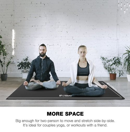 Large Yoga Mat for Men and Women - 6'x4'x6mm, Extra Wide TPE Fitness Mat for Home Gym Workout, Non-Slip, Perfect for Barefoot Exercise (Yoga, Pilates, Stretching, Meditation)