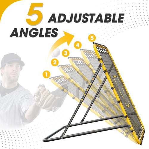 3.7×3.7FT Soccer and Baseball Rebounder Net,Volleyball Rebounder,Pitch Back Net,Multi-Sport Training Rebound Net,with Pitching Target,Adjustable Angles