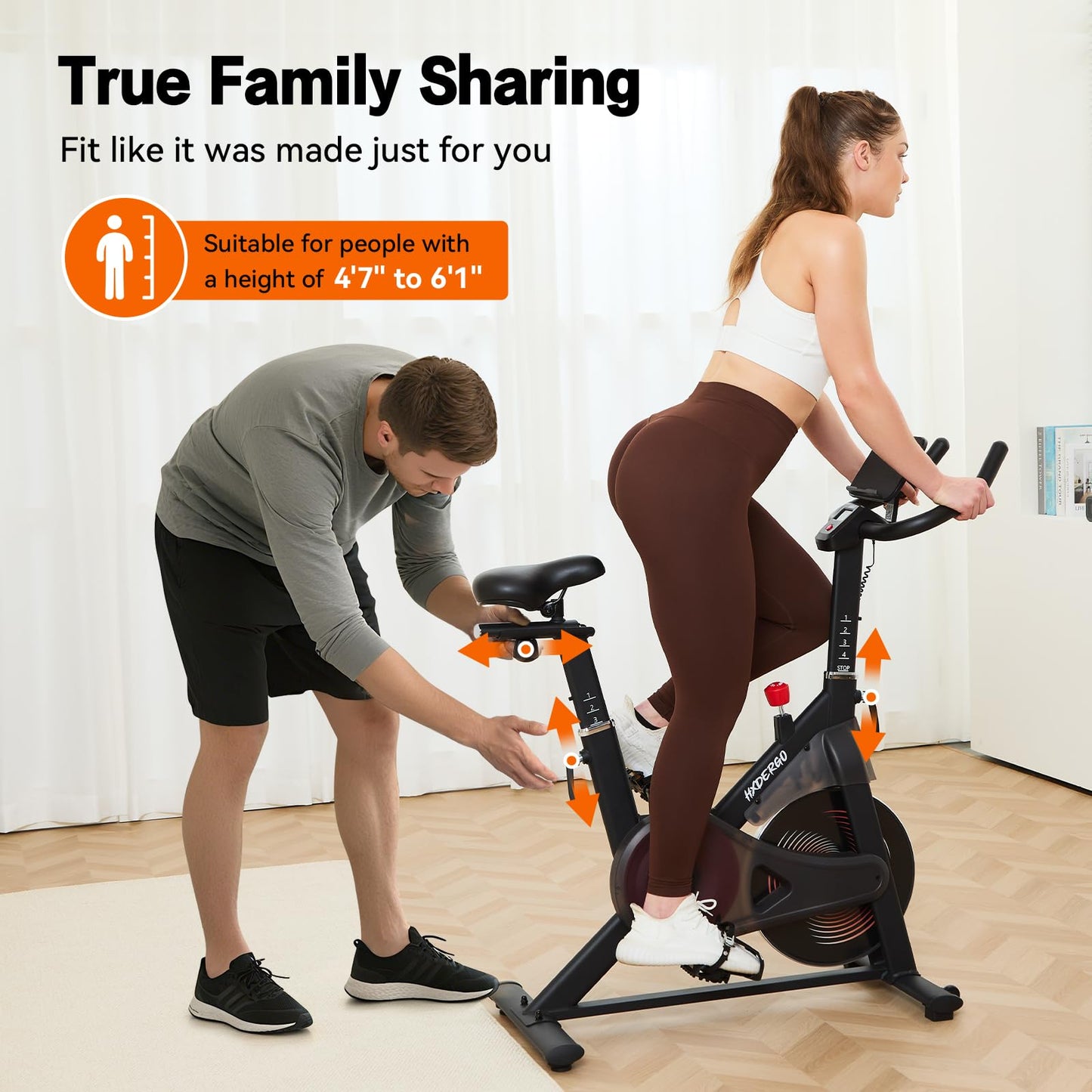 HXD-ERGO Exercise Bike, Magnetic Resistance Indoor Bike, Stationary Bike for Home with Silent Belt Drive, Adjustable Resistance, App Compatible Cycling Bike with LCD Monitor, 350lbs Capacity Workout Bike