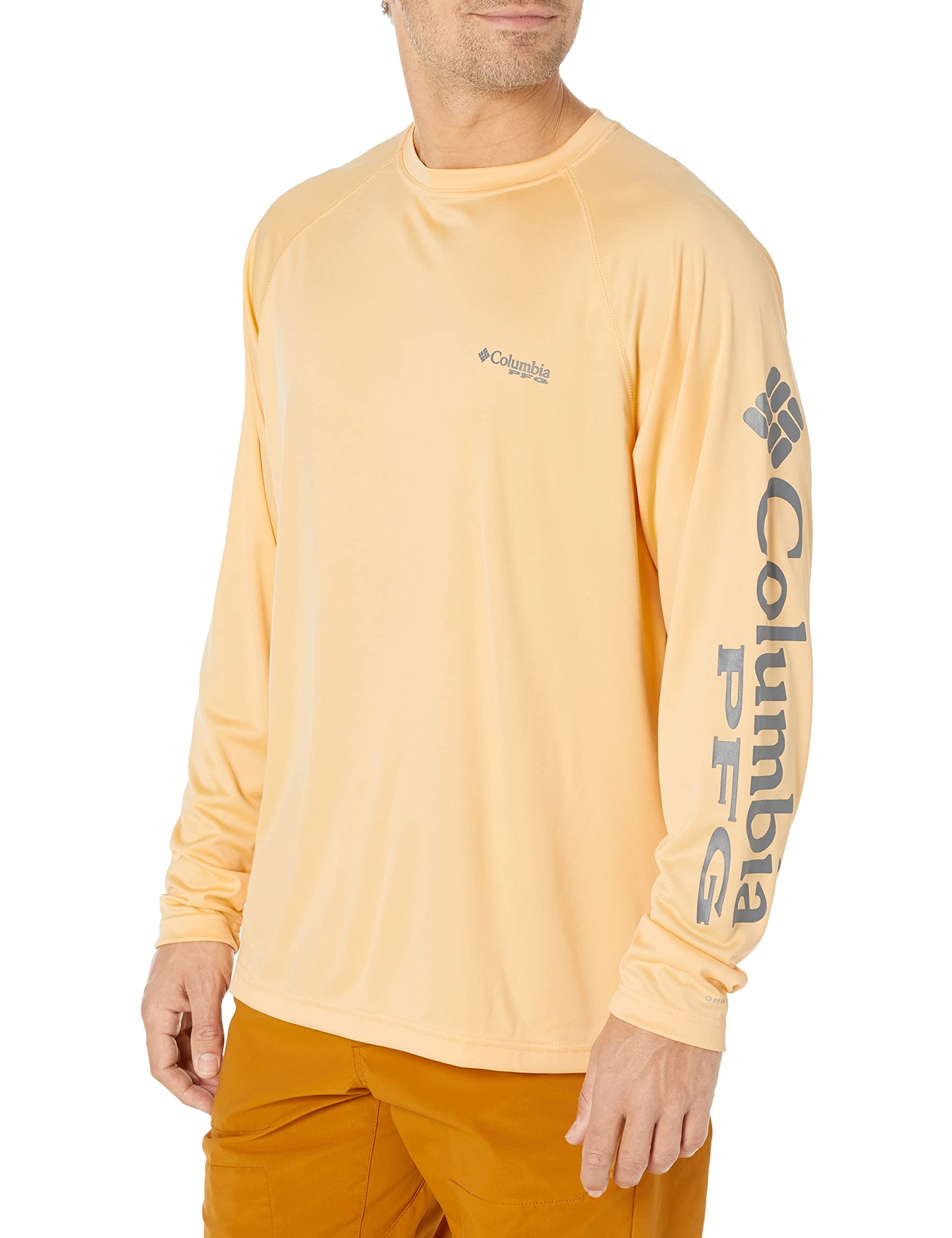 Columbia Men's Terminal Tackle Long Sleeve Shirt, Cocoa Butter/City Grey Logo, 3X Tall