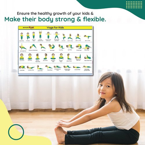 SPORTAXIS Kids Yoga Poster - Unique and Easy Poster to Train Yoga to Kids