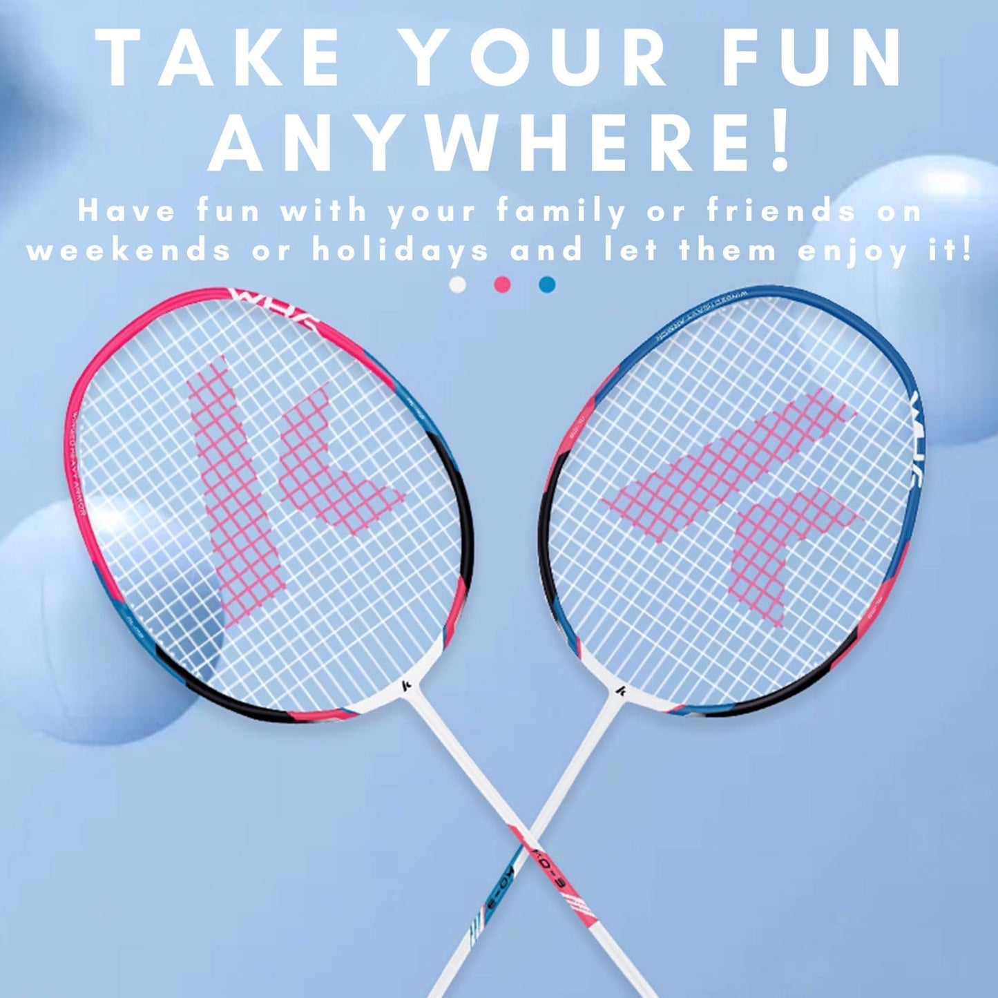 Kawasaki Badminton Rackets, Professional Graphite Shaft Badminton Set of 2 for Backyard, with 2 Lightweight Carbon Badminton Racquets/3 Badminton Shuttlecocks/2 Racquet Overgrips/1 Carry Bag
