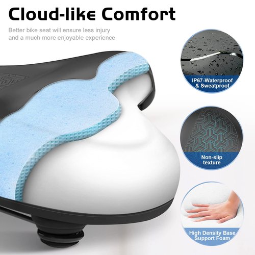 Twomaples Bicycle Seat, Bike Seat for Women Men Extra Comfort Wide, Oversized Comfortable Seats Saddle for Peloton Bike, Fit for Exercise Bike, Electric Bike, Mountain Bike