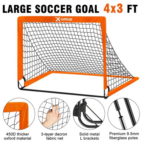 Kids Soccer Goals for Backyard Set- 2 of 6X4/ 4X3 ft Toddler Soccer Goal Training Equipment with Soccer Ball, Ladder, Pop Up Soccer Net for Kids Age 3-5 4-6 6-8 8-12 10-12 Outdoor Games Sports Gift