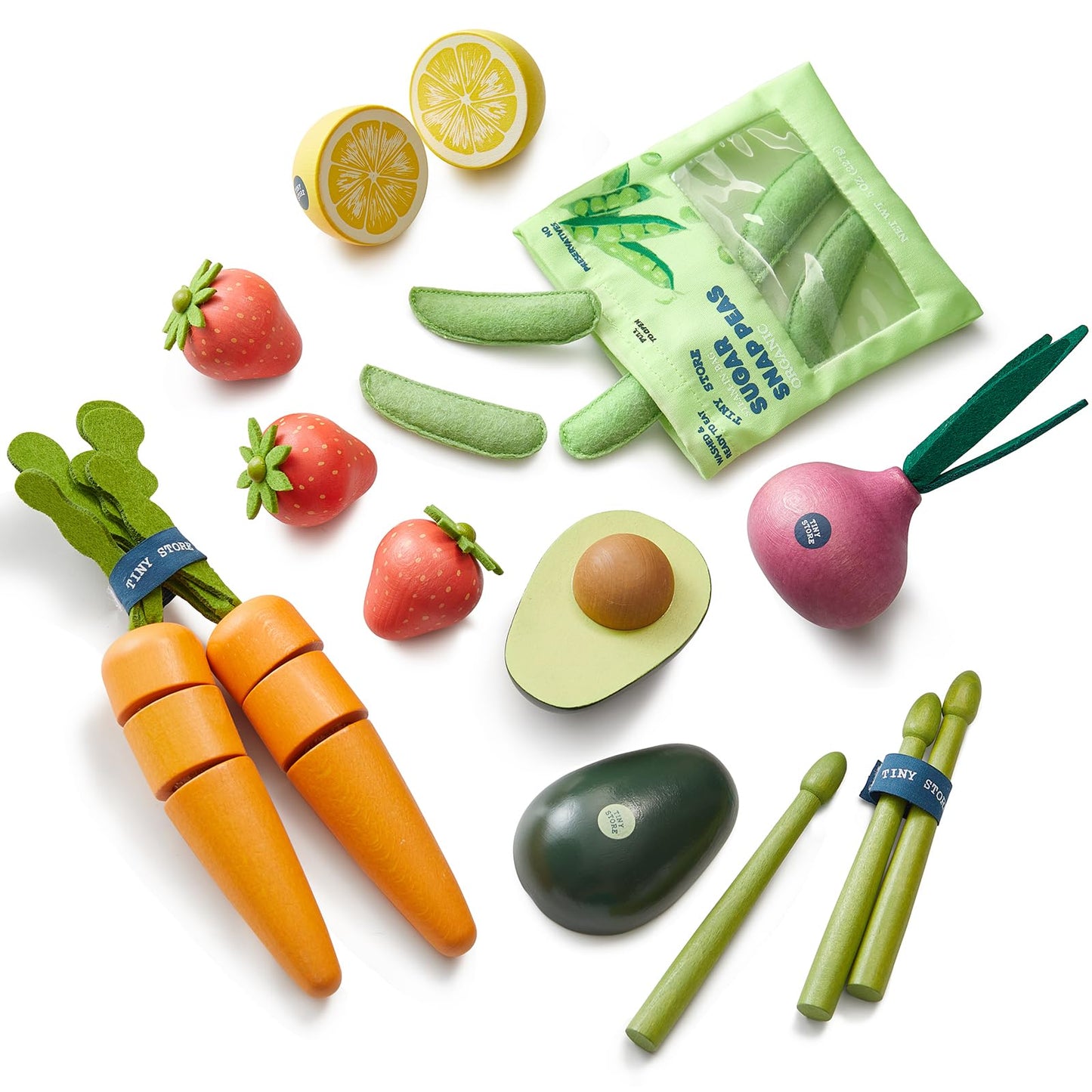 Tiny Land Wooden Play Food for Kids Kitchen, Pretend Food Fruit Set Toy